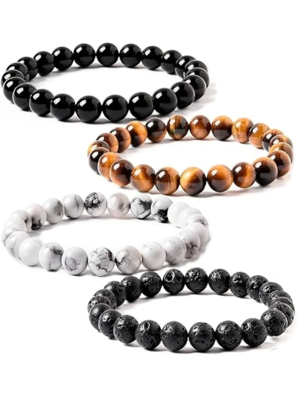 Triple Protection Bracelets Set - Black Obsidian, Hematite & Tiger Eye Gemstone